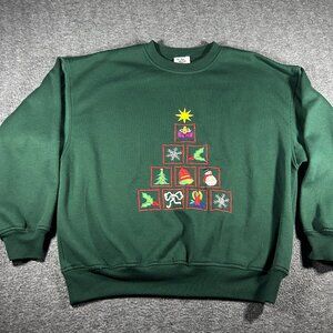Vintage Nutcracker Christmas Winter Holiday Sweatshirt Applique Green Size Med